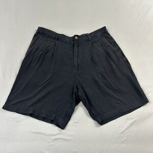 Silk Shorts 100% Mens Size 36 Caribbean Navy Pleated Tropical Summer Lightweigh